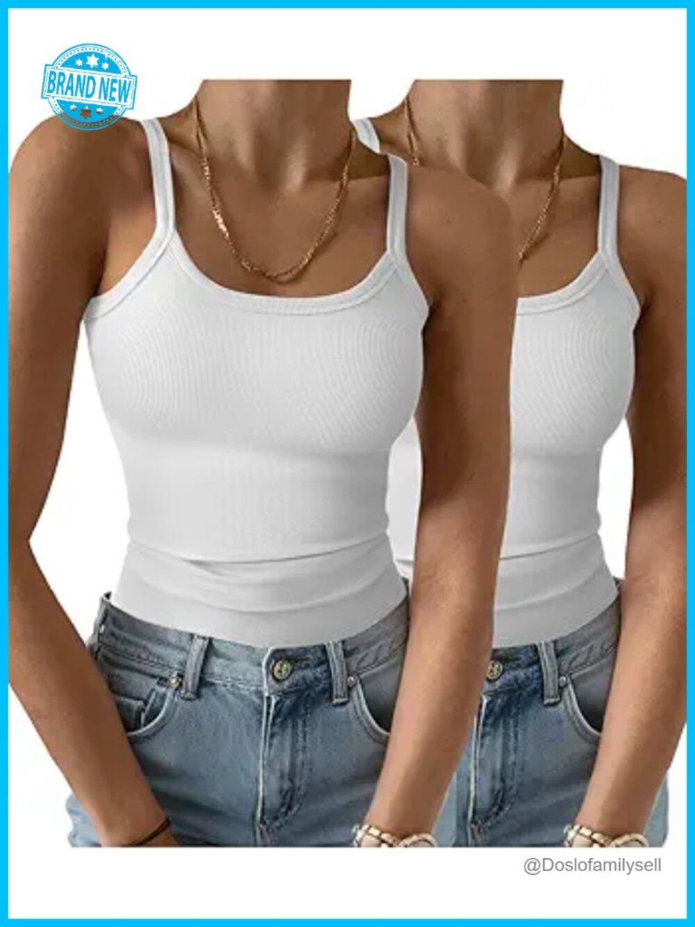 Ribbed Knit Sleeveless Tank Top Cami Layering T-Shirt